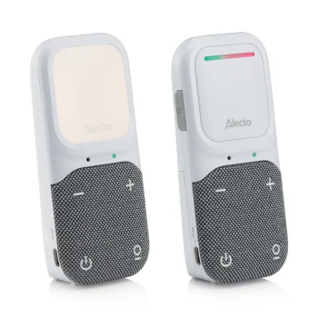 Clearance Alecto DBX135 - Moderne Full Eco Audio Babyfoon Met Heldere DECT-geluidskwaliteit, Lange Stand-by Tijd En Nachtlampje - Wit/Grijs
