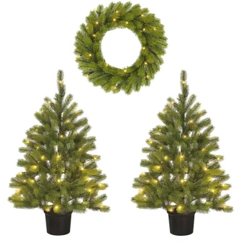 Clearance Black Box Trees Kunstkerstboompjes Met Krans Verlicht