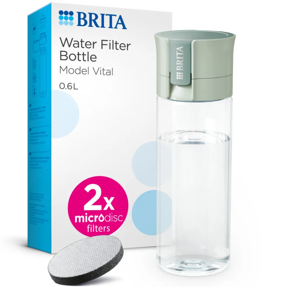 brita-waterfilterfles-vital-06-ocRAojOr-0.webp Outlet BRITA Waterfilterfles Vital 0.6L Lichtgroen Inclusief 2 MicroDisc Single Unit
