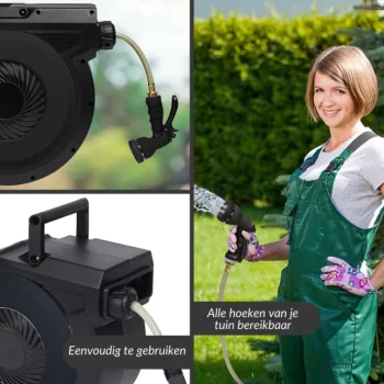 Fashion Buxibo Wandslangenbox Tuinslang Met Haspel 9 Sproei Standen Slangenhouder 180° Draaibaar