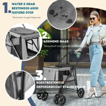 Fashion Trendmix Costway Opvouwbare Xl Hondenbuggy Met Ademend Gaas En Opbergvakken