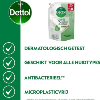New Dettol Hydrating Aloë Vera Antibacteriële Wasgel Navulling