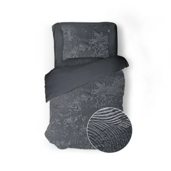 Discount Eleganzzz Dekbedovertrek 3D Embossed Velvet Wave - Dark Grey 140x200/220cm