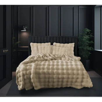 Hot Eleganzzz Dekbedovertrek Bubble Pom Pom Rabbit Fur - Sand 240x200/220cm