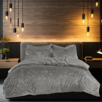 Sale Eleganzzz Dekbedovertrek Crushed Velvet - Dark Grey 140x200/220cm