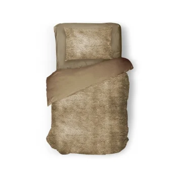 Sale Eleganzzz Dekbedovertrek Flanel Fleece - Gold 140x200/220cm