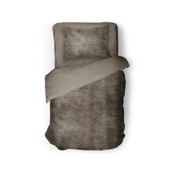 Best Eleganzzz Dekbedovertrek Flanel Fleece - Taupe Grey 140x200/220cm