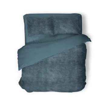 Online Eleganzzz Dekbedovertrek Flanel Fleece - Steel Blue 200x200/220cm