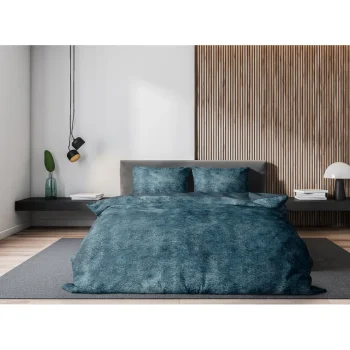 Online Eleganzzz Dekbedovertrek Flanel Fleece - Steel Blue 200x200/220cm