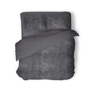 Online Eleganzzz Dekbedovertrek Flanel Fleece - Dark Grey 200x200/220cm
