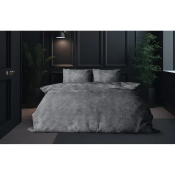 Online Eleganzzz Dekbedovertrek Flanel Fleece - Dark Grey 200x200/220cm