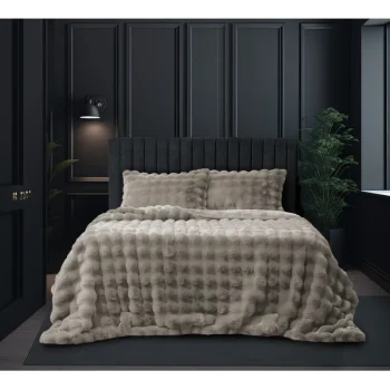 Online Eleganzzz Dekbedovertrek Shiny Bubble Pom Pom Flanel Fleece - Beige 200x200/220cm