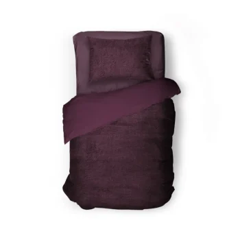 Sale Eleganzzz Dekbedovertrek Teddy Pluche - Bordeaux 140x200/220cm