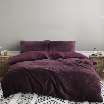 Sale Eleganzzz Dekbedovertrek Teddy Pluche - Bordeaux 140x200/220cm