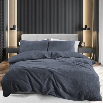 Discount Eleganzzz Dekbedovertrek Teddy Pluche - Anthracite 240x200/220cm