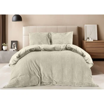 Online Eleganzzz Dekbedovertrek Teddy Rib Fleece - Beige 140x200/220cm