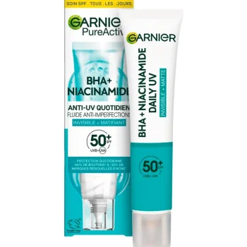 New Garnier Skin Naturals Garnier PureActive BHA+ Niacinamide SPF50+ Anti-Imperfections Fluid