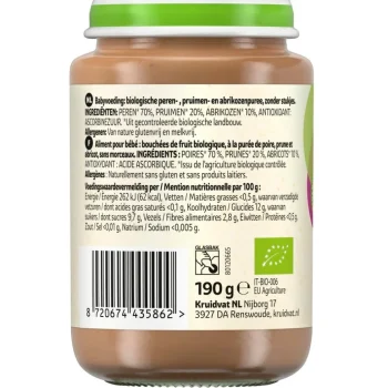 Discount Kruidvat 8+M Bio Peer, Pruim & Abrikoos Fruithapje