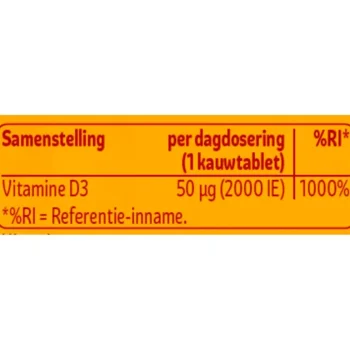 Fashion Kruidvat Vitamine D3 50 Mcg Kauwtabletten