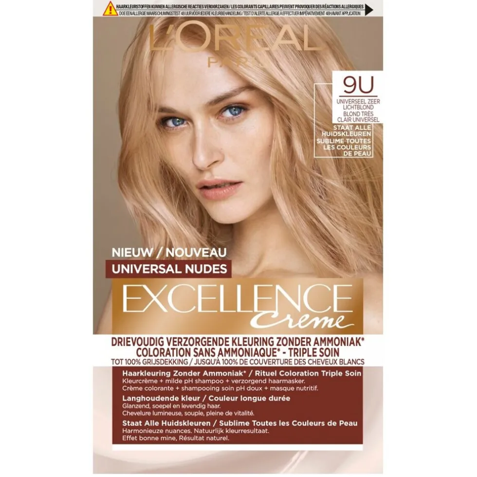 loral-paris-excellence-univers-NEDyyeHt-0.webp Sale Excellence L'Oréal Paris Universal 9U Nudes Zeer Lichtblond Permanente Haarverf