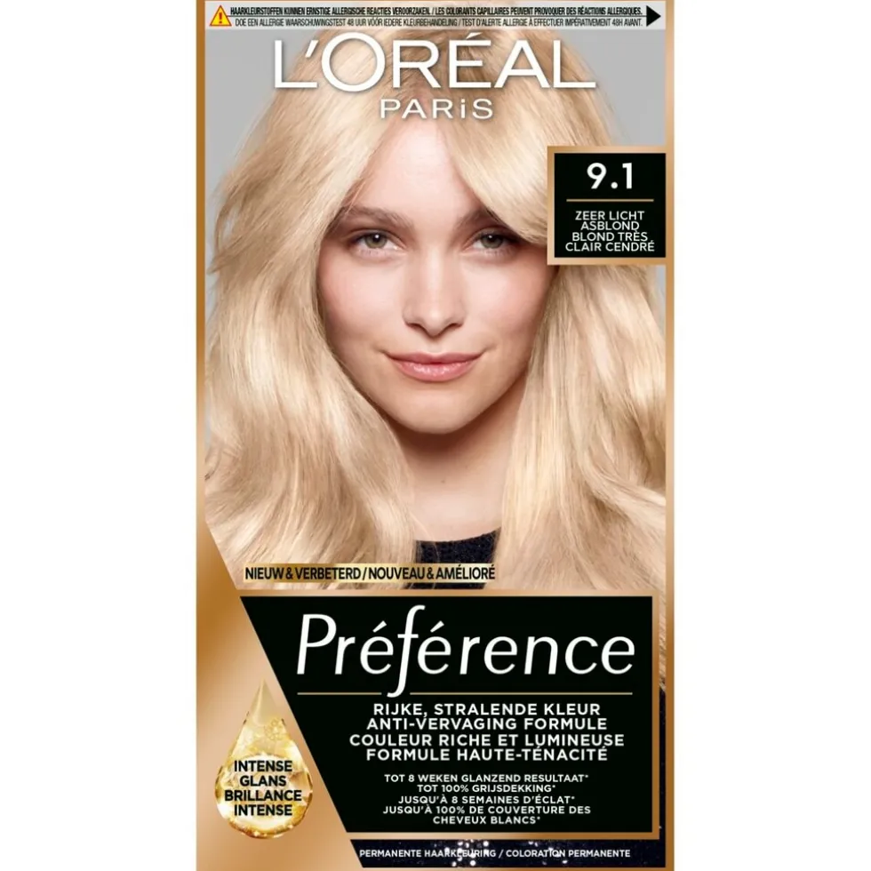 loral-paris-prfrence-91-zeer-l-FZdiKZVq-0.webp Fashion Preference L'Oréal Paris Préférence 9.1 Zeer Licht Asblond Permanente Haarkleuring