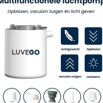 Outlet Luvego Luchtbed Pomp MINI PUMP - Oplaadbare Luchtbedpomp - 400LM Lantaarn - 3-in-1