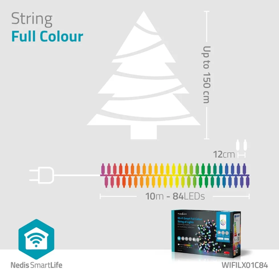 nedis-wifilx01c84-smart-wi-fi-xqpjyxjd-3.webp Outlet Nedis WIFILX01C84 Smart Wi-Fi-lichtsnoer Met Gekleurde LED's