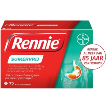 Best Rennie Suikervrij Kauwtabletten