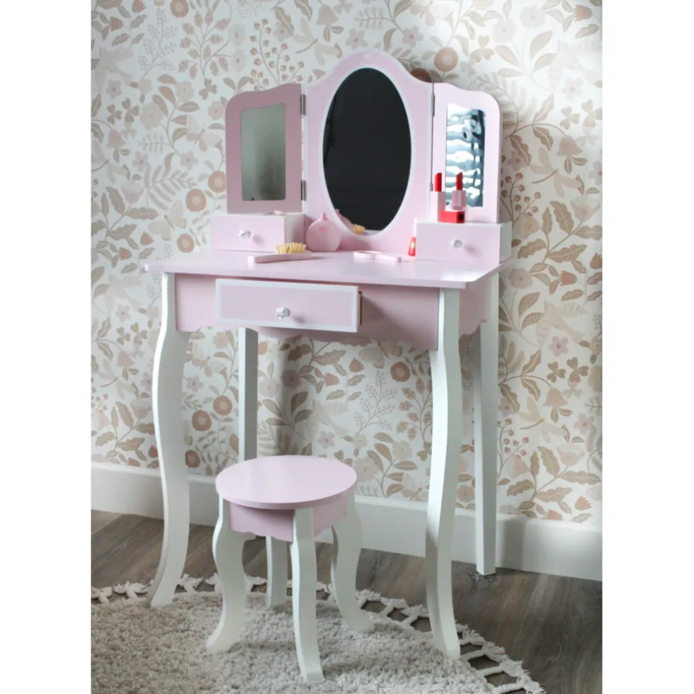 rijoka-houten-kaptafel-make-up-kzIAVWeg-1.webp Hot Rijoka Houten Kaptafel Make Up Dresser Met Krukje 3x Spiegel