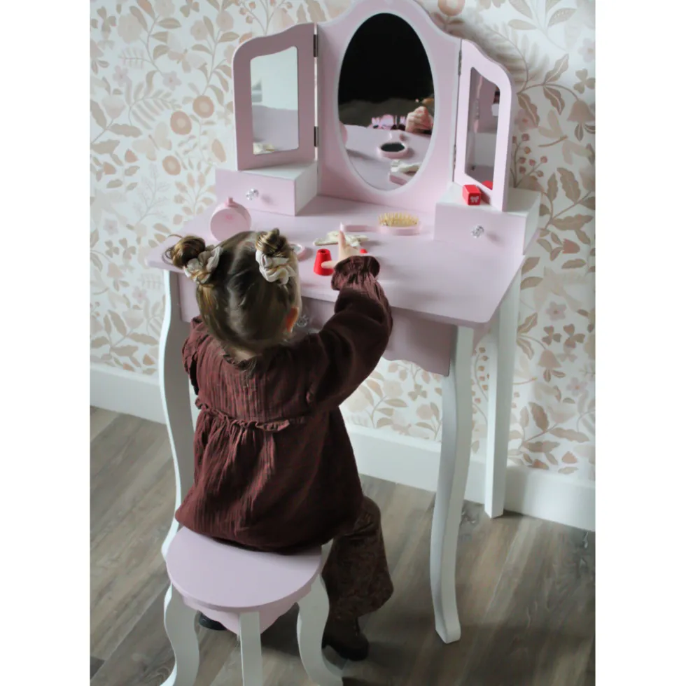 rijoka-houten-kaptafel-make-up-kzIAVWeg-2.webp Hot Rijoka Houten Kaptafel Make Up Dresser Met Krukje 3x Spiegel