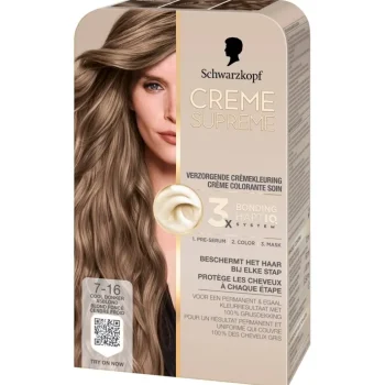 Hot Schwarzkopf Creme Supreme 7-16 Cool Donker Asblond Verzorgende Crèmekleuring