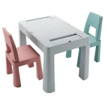 Clearance Teggi Grey/Old Rose/Turquoise Multifun 3-in-1 Tafel Met Twee Stoeltjes