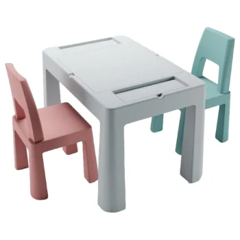 Clearance Teggi Grey/Old Rose/Turquoise Multifun 3-in-1 Tafel Met Twee Stoeltjes