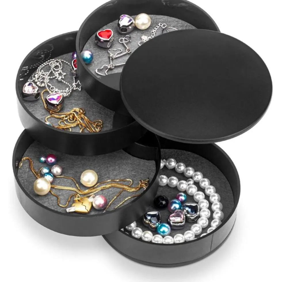 uniq-draaibare-ronde-sieradend-dlaRrVRh-0.webp Fashion UNIQ Draaibare Ronde Sieradendoos / Organizer Met 4 Vakken - Zwart