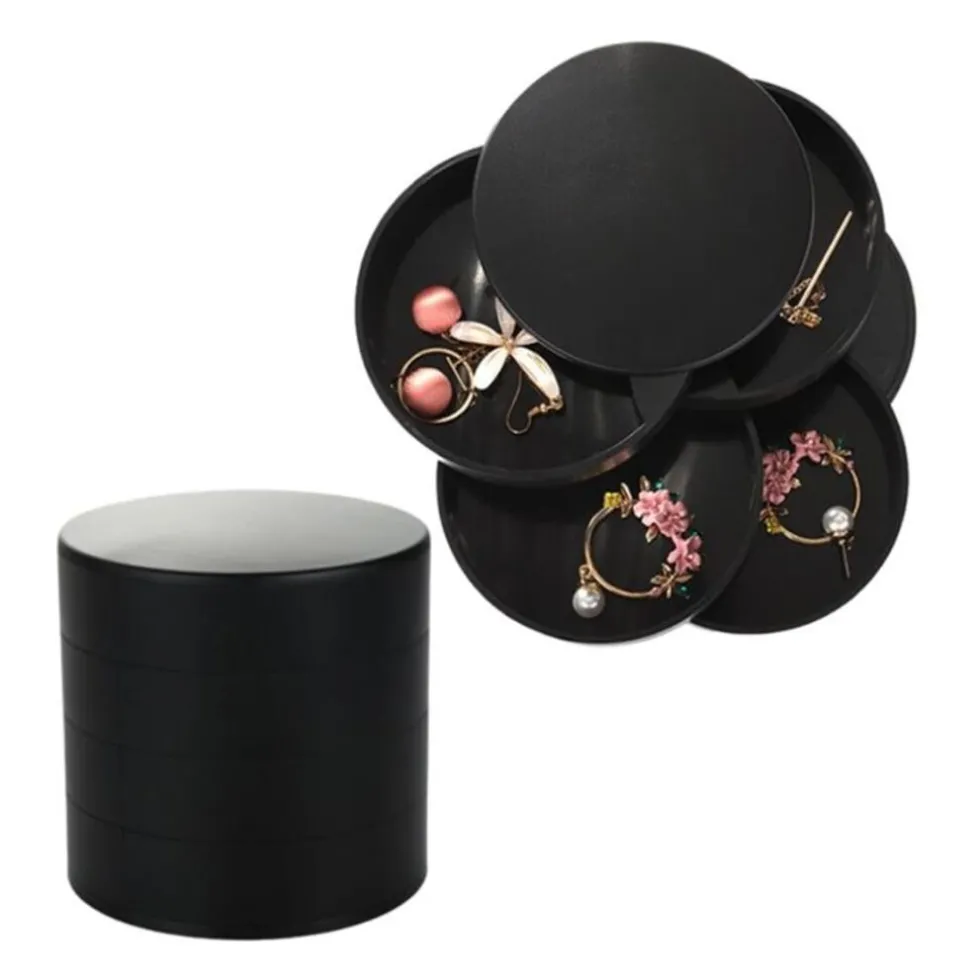 uniq-draaibare-ronde-sieradend-dlaRrVRh-3.webp Fashion UNIQ Draaibare Ronde Sieradendoos / Organizer Met 4 Vakken - Zwart